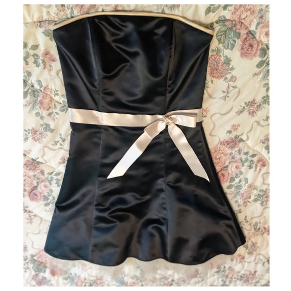 Gunne Sax Jessica McClintock 70s Strapless Black Prom Dress W/Tulle Sz.5/6 S/XS - Picture 8 of 12